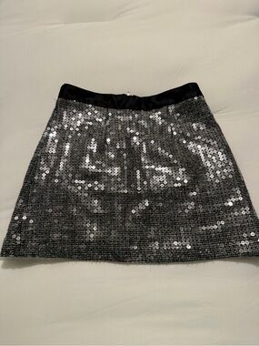 mark. Silver Sequin Mini Skirt with Black Waistband